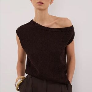 Dissh Chocolate Asymmetric Knit Top
